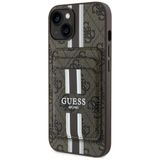 CG MOBILE Guess 4G Stripes iPhone 15 için cüzdan kılıflı MagSafe (kahverengi) ile uyumlu