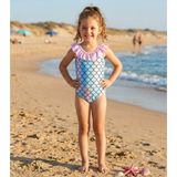 Cgboutiquestylekids Cg Kids Deniz Kızı Desenli Kız Çocuk Fırfırlı Mayo | Tek Parça Çocuk Mayo | Deniz ve Havuz Mayosu