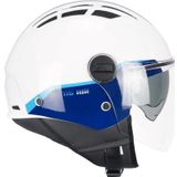 Cgm 116G Aır Bıco Açık Kask Mavi-Beyaz Uzun Vizör+Güneş Vizörlü -S