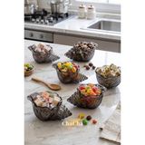 ChaCha Home Maris 6'lı Cam Deniz Kabuğu Lokumluk Kahve Yanı İkramlık Çikolatalık Sunumluk Kase 11x5 cm Füme - Füme - Gri