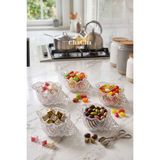 ChaCha Home Maris 6'lı Cam Deniz Kabuğu Lokumluk Kahve Yanı İkramlık Çikolatalık Sunumluk Kase 11x5 cm - Şeffaf