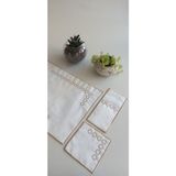 Chain Style 18 Parça Linen Kumaş Amerikan Servis Seti - 35 x 47 cm - Açık Krem