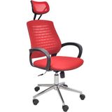 Chairlife Atlas Başlıklı Metal Ayaklı Fileli Ofis Büro Bilgisayar Çalışma Koltuğu Sandalyesi - Kırmızı