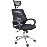 Chairlife Atlas Başlıklı Metal Ayaklı Fileli Ofis Büro Bilgisayar Çalışma Koltuğu Sandalyesi - Siyah