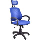 Chairlife Atlas Başlıklı Plastik Ayaklı Fileli Ofis Büro Bilgisayar Çalışma Koltuğu Sandalyesi - Mavi
