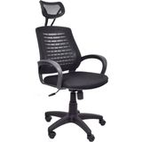 Chairlife Atlas Başlıklı Plastik Ayaklı Fileli Ofis Büro Bilgisayar Çalışma Koltuğu Sandalyesi - Siyah