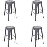 Chairlife Tolix Metal Bar Tabure (4 Adet) - Antrasit - Gri