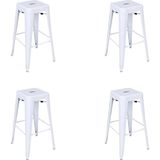 Chairlife Tolix Metal Bar Tabure (4 Adet) - Beyaz