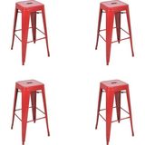 Chairlife Tolix Metal Bar Tabure (4 Adet) - Kırmızı