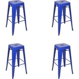 Chairlife Tolix Metal Bar Tabure (4 Adet) - Mavi