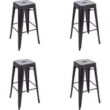 Chairlife Tolix Metal Bar Tabure (4 Adet) - Siyah