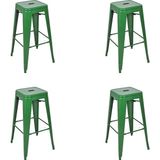 Chairlife Tolix Metal Bar Tabure (4 Adet) - Yeşil