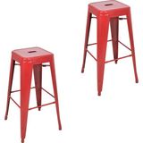 Chairlife Tolix Metal Bar Tabure(2 Adet) - Kırmızı