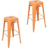 Chairlife Tolix Metal Bar Tabure(2 Adet) - Turuncu