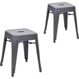 Chairlife Tolix Metal Tabure (2 Adet) - Antrasit - Gri