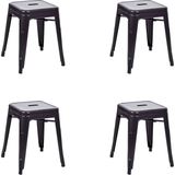 Chairlife Tolix Metal Tabure (4 Adet) - Siyah