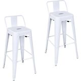 Chairlife Tolix Sırtlı Metal Bar Tabure (2 Adet) - Beyaz