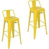 Chairlife Tolix Sırtlı Metal Bar Tabure (2 Adet) - Sarı