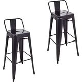 Chairlife Tolix Sırtlı Metal Bar Tabure (2 Adet) - Siyah