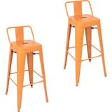 Chairlife Tolix Sırtlı Metal Bar Tabure (2 Adet) - Turuncu