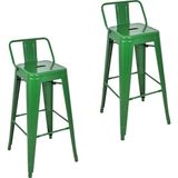 Chairlife Tolix Sırtlı Metal Bar Tabure (2 Adet) - Yeşil
