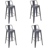 Chairlife Tolix Sırtlı Metal Bar Tabure (4 Adet) - Antrasit - Gri
