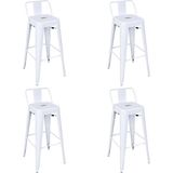Chairlife Tolix Sırtlı Metal Bar Tabure (4 Adet) - Beyaz