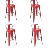 Chairlife Tolix Sırtlı Metal Bar Tabure (4 Adet) - Kırmızı