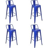 Chairlife Tolix Sırtlı Metal Bar Tabure (4 Adet) - Mavi