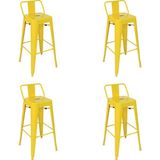 Chairlife Tolix Sırtlı Metal Bar Tabure (4 Adet) - Sarı