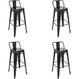Chairlife Tolix Sırtlı Metal Bar Tabure (4 Adet) - Siyah