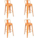 Chairlife Tolix Sırtlı Metal Bar Tabure (4 Adet) - Turuncu