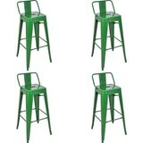 Chairlife Tolix Sırtlı Metal Bar Tabure (4 Adet) - Yeşil