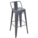Chairlife Tolix Sırtlı Metal Bar Tabure - Antrasit - Gri