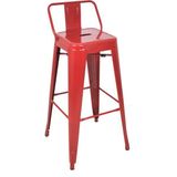 Chairlife Tolix Sırtlı Metal Bar Tabure - Kırmızı