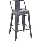 Chairlife Tolix Sırtlı Yüksek Metal Tabure - Antrasit - Gri