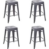 Chairlife Tolix Yüksek Metal Tabure (4 Adet) - Antrasit - Gri