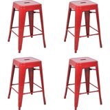 Chairlife Tolix Yüksek Metal Tabure (4 Adet) - Kırmızı