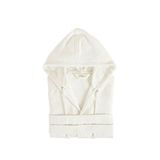 Chakra Vıola Bambu Pamuk Kapüşonlu Unisex Bornoz - Beyaz