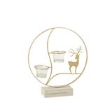 Chakra Wigo Ekru Geyik Desenli 2'li Tealight Mumluk - Beyaz