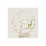 Chakra Wigo Geyik Desenli 2Li Tealight Mumluk Ekru
