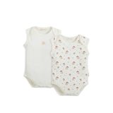 Chakra Woodland Ekru Baskılı Pamuklu Unisex Bebek 2'li Body Seti