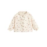 Chakra Woodland Ekru Pamuk Lurexli Müslin Unisex Bebek Gömlek - Beyaz