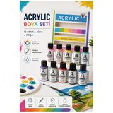 Chalk Akrilik Boya 10 Renk 40 Ml Fırça Hediyeli 1 Paket Monalisa Akrilik Boya Resim Dersi Tuval Ahşap Taş Boya Seti