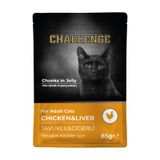 Challenge Pouch Jöle İçinde Parça Tavuklu ve Ciğerli 85 gr Yetişkin Kedi Konservesi