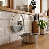 Chalybes Mimari Form Window Grey Galvaniz Metal Tencere Kapak Tutucu - Mutfak Düzeni Cam Gri