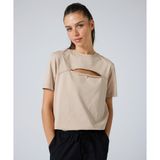 Champion 117348-MS001 Bej Reverse Weave Crewneck Kadın T-Shirt