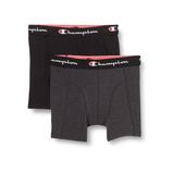 Champion Core 2'li Paket Boxer, Erkek, Siyah ve Koyu Gri Melanj, S