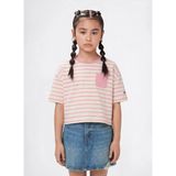 Champion Pembe Kız Çocuk Çizgili T-Shirt 405392-YS160-SS Tee - Bej