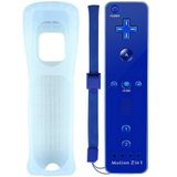 ChamZA Built-in Motion Plus 2 in 1 Wireless Remote Controller Gamepad Joystick for Nintendo Wii/Wii U, w/Silicone Case & Hand Strap (Blue)